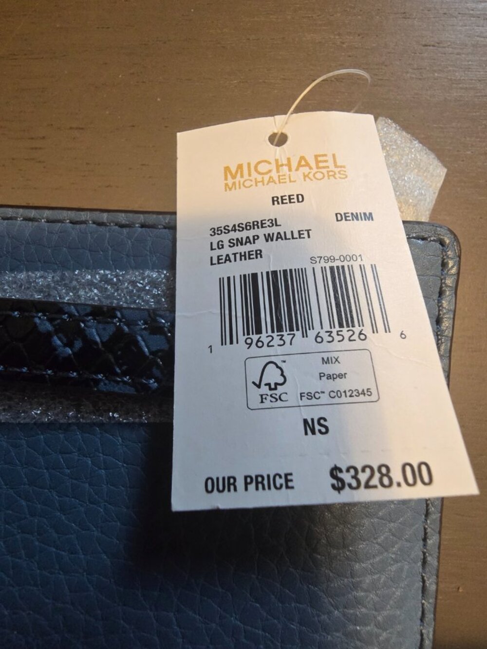 Michael Kors Reed Medium Satchel Crossbody Denim Blue Matching Billfold - NWT! - Picture 9 of 11